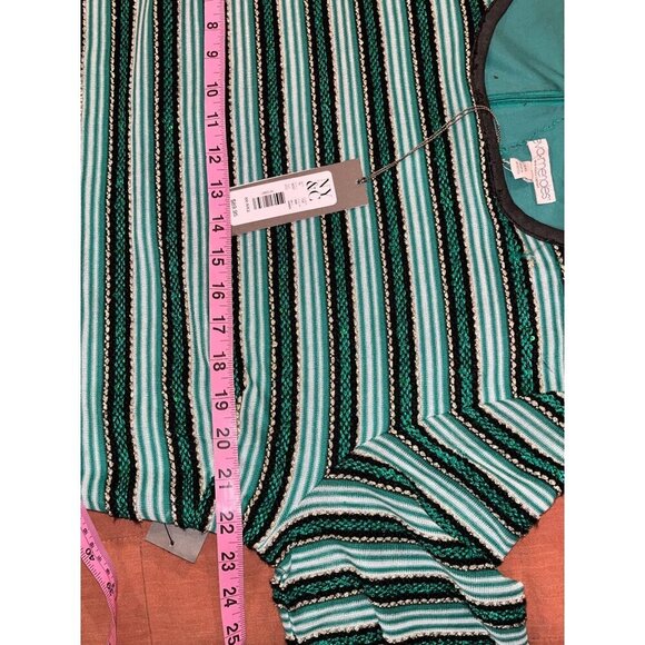 NWT Eva Mendes Green/Black Striped Sequin Shift Midi Dress XXL Womens - Picture 11 of 14